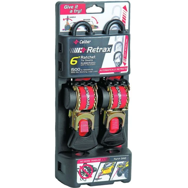 Caliber Retrax Auto Retractable Straps, 1"x6' 3 Caliber Retrax Auto Retractable Straps, 1"x6'